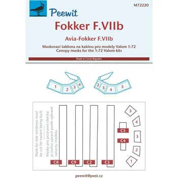 Plastikový model Peewit 1/72 Canopy mask Fokker F.VIIb (VALOM)