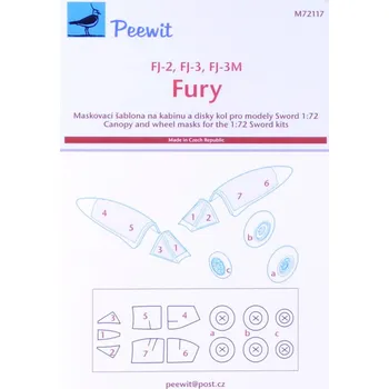 Plastikový model Peewit 1/72 Canopy mask FJ-2/3/3M Fury (SWORD)