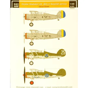 Plastikový model S.B.S model 1/48 Decal Gl.Gladiator (J8,J8A) Swedish AF Vol.I