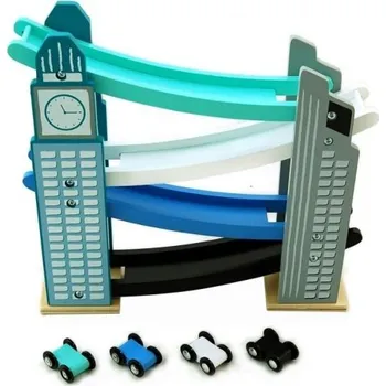 Hračka pro nejmenší Adam Toys Dřevěná dráha klouzačka s autíčky