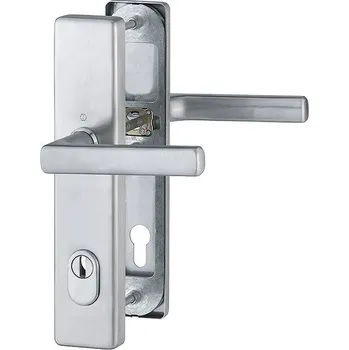 Dveřní kování Bezpečnostní kování HOPPPE DALLAS F69 klika/klika s překrytem, 92/8, 67-72mm, nerez matný