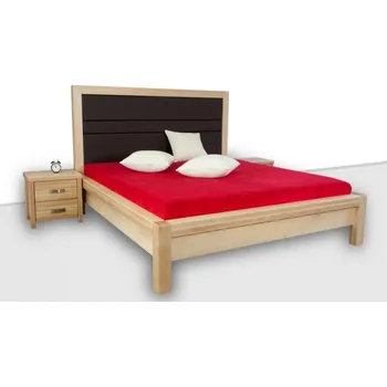 Postel Krajča Manželská postel z masivu Luxus 160 x 200 cm Povrchová úprava dřeva: Bezbarvý olej OSMO, Druh dřeva: Borovice, Barva čalounění: Béžová