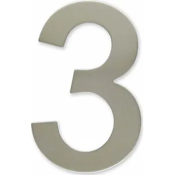 Domovní cedule Číslice "3" fasádní 100mm samolepící NEREZ ( Číslice "3" fasádní 100mm samolepící NEREZ)