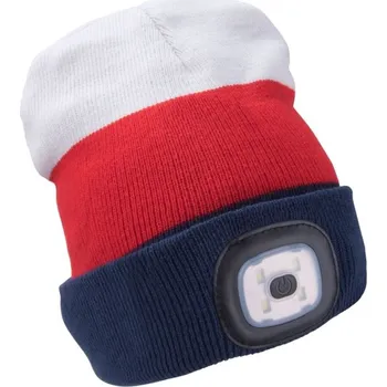 Čepice Extol Light s čelovkou nabíjecí USB bílá/červená/modrá uni