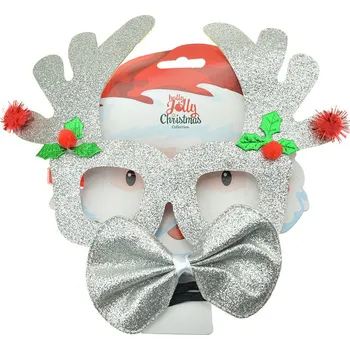 Vánoční dekorace Euro Habitat Sobí brýle s motýlkem - Stříbrné