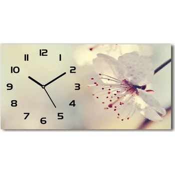 Hodiny Moderní skleněné hodiny na stěnu Květ višně