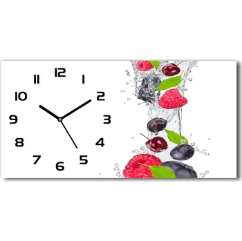 Hodiny Skleněné hodiny na stěnu tiché Ovoce a voda