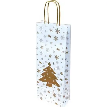 Dárková taška Papírová taška na 1 víno vánoční