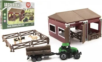 domeček pro figurky Teddies Domácí farma se zvířátky a traktorem 51 ks