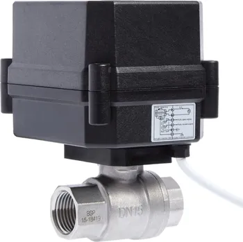 Ventil SKPE | Kulový kohout s elektropohonem, 16 bar, NC, PTFE, nerez Dimenze (DN) - připojení: DN 15 - 1/2" Rp, Napájecí napětí: 230 VAC, Tlak - max. pracovní přetlak: 16 bar