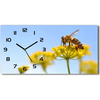 Hodiny Skleněné hodiny na stěnu Včela na květině