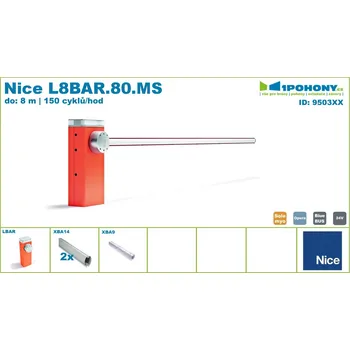 Závora Nice L8BAR.80.MS malý set automatické závory do vjezdů širokých až 8 m