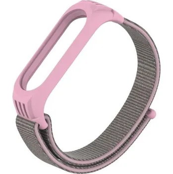 Příslušenství k fitness náramku ESES Nylonový řemínek pro Xiaomi Mi Band 3/4/5 světle růžový