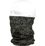101. INC Nákrčník (multifunkční šátek) Coolmax lebky 101.INC zelený oliv 12 v 1