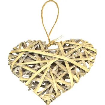 Vánoční dekorace Vingo Proutěné srdíčko šedé - 15x14cm