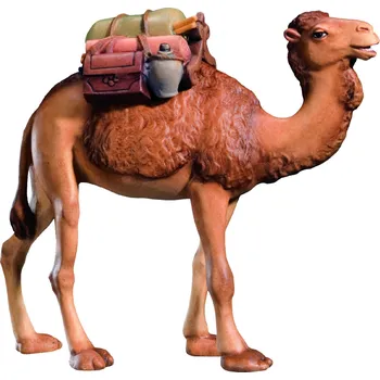 Vánoce Ornatis Velbloud s dary Dřevěná vyřezávaná socha Velblouda z dary Provedení: Přírodní bez malování, Velikost stojících figur dospělých postav: 16 cm Dřevěná vyřezávaná socha Velblouda s dary