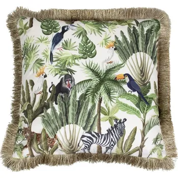 Dekorativní polštářek Sametový polštář s třásněmi Jungle - 45*45*10cm