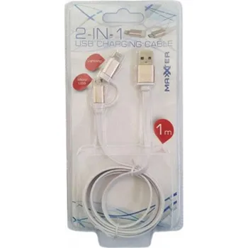 Maxter Maxxter 2in1 MicroUSB & Apple Lightning 1m zlatý