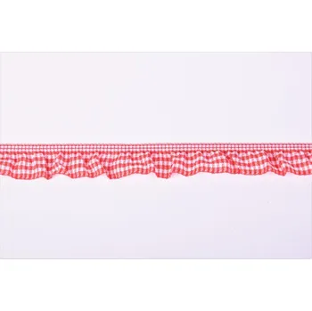 Textilní guma Pruženka s kanýrkem v červeném pepitu 40853