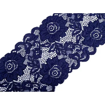Krajka Elastická krajka / vsadka / běhoun šíře 14 cm, barva 1 modrá berlínská