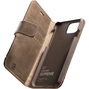 Pouzdro na mobilní telefon Cellularline Supreme pro Apple iPhone 12 mini hnědé