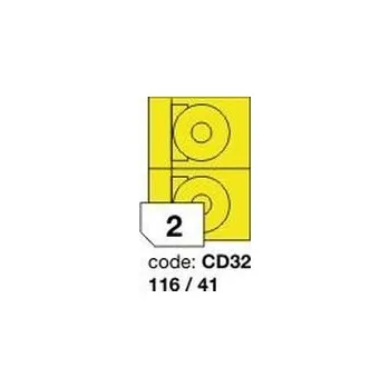 Samolepící etiketa Žluté fluo etikety Rayfilm R0131.CD32F, 116x41 mm, 1.000 listů A4, 2000 etiket