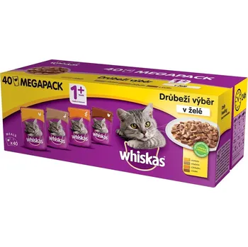 Krmivo pro kočku Whiskas Adult kapsička drůbeží výběr v želé, 40x 100 g