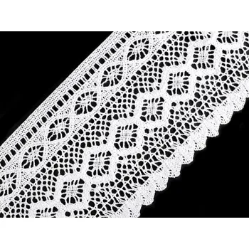 Krajka Bavlněná krajka paličkovaná šíře 12,5 cm, barva 1 bílá