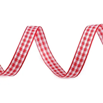 Károvaná stuha šíře 10 mm, barva 2 červená