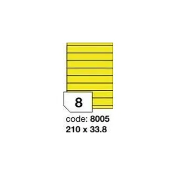 Samolepící etiketa Žluté fluo etikety Rayfilm R0131.8005F, 210x33,8 mm, 1.000 listů A4, 8000 etiket