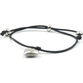 Náramek Moni náramek černý se srdíčkem nerez