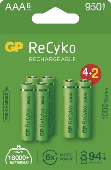 Článková baterie GP Recyko 1000 HR03 AAA 4 + 2PP