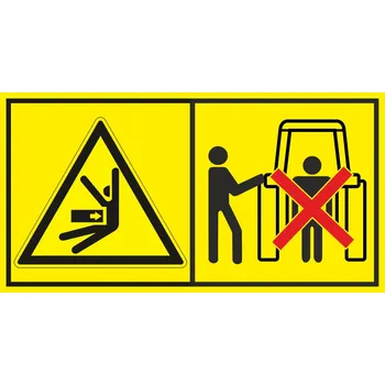 Nebezpečí stlačení ze strany - Nevstupuj pracovního prostoru stroje samolepící vinylová fólie 88 x 168 mm