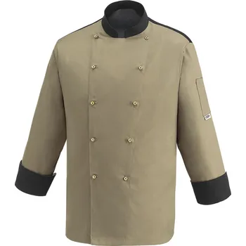 Gastro oděv Kuchařský rondon EGOchef béžový s lemováním - dlhý rukáv M E-2028008CM