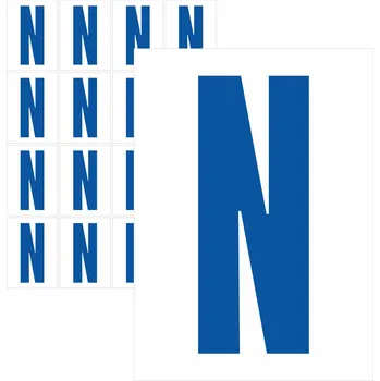 Samolepící etiketa Písmena samolepící modrá N samolepící vinylová fólie 50 mm písmo - aršík 8 ks