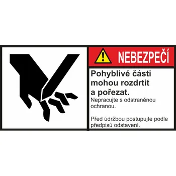 Značení Nebezpečí - pohyblivé části samolepící vinylová fólie 140 x 70 mm
