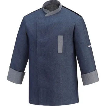 Gastro oděv EGOchef Kuchařský rondon TWINS jeans - dlouhý rukáv 4XL E-2078070F4XL