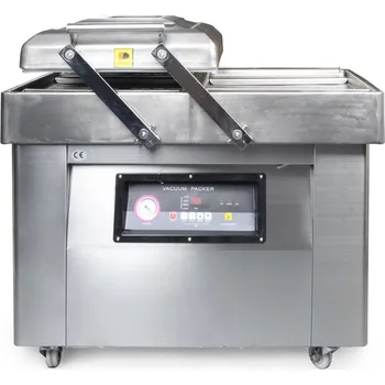 Vakuovačka Dvojitá vakuovačka DZ-400-2SX se značením expiračních a výrobních dat.