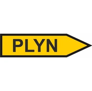 Jednosměrná šipka - Plyn - směr vpravo Samolepka PVC potrubí 3 - 380x105 mm