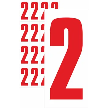 Papír Čísla samolepicí 2 červená samolepící vinylová fólie 75 mm písmo - aršík 4 ks