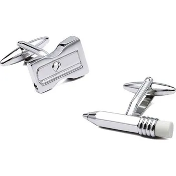 Manžetový knoflíček Manžetové knoflíčky tužka a ořezávátko, pro ilustrátory, kreslíře Stříbrná