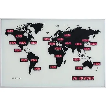 Hodiny Nástěnné hodiny NeXtime World Time Digit 55 x 36 cm