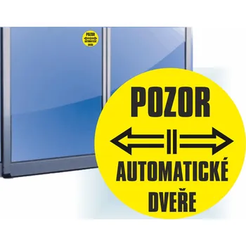 Značení POZOR Automatické dveře šipky samolepící vinylová fólie 90x90 mm