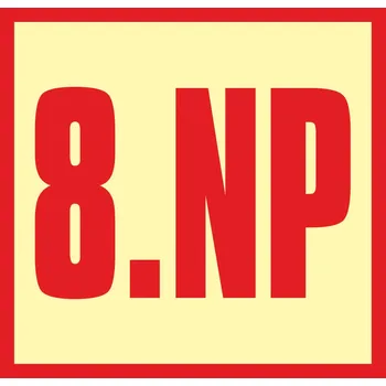 Značení schodiště - 8.NP fotoluminscenční plast 148 x 148 mm