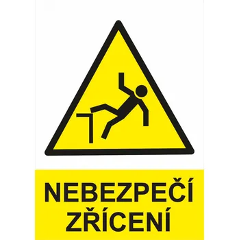 Značení Nebezpečí zřícení samolepící vinylová fólie A6 (148 x 105 mm)