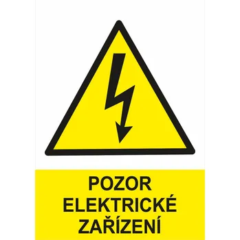Pozor elektrické zařízení plast 0,5mm 300x200 mm