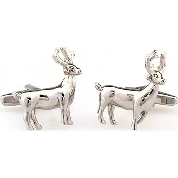 Manžetový knoflíček Manžetové knoflíčky jelen, pro lesníky, myslivce Stříbrná