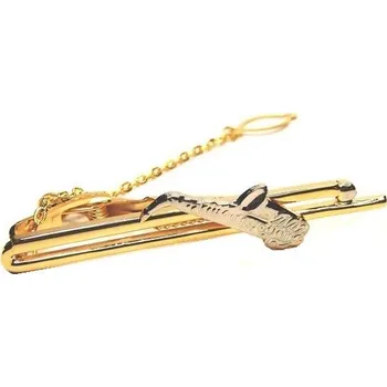Spona na kravatu Spona kravatová zlatá se saxofonem, pro jazzmana Zlatá