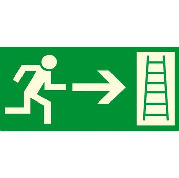 Fotoluminiscenční tabulka - únik žebřík vpravo fotoluminscenční samolepka 200x100 mm