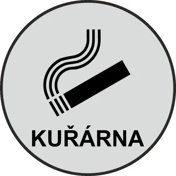 Samolepící etiketa Kuřárna - stříbrná mat samolepící vinylová fólie 90x90 mm